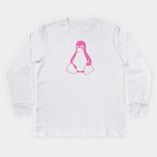 Tux 3D Pink Kids Long Sleeve T-Shirt